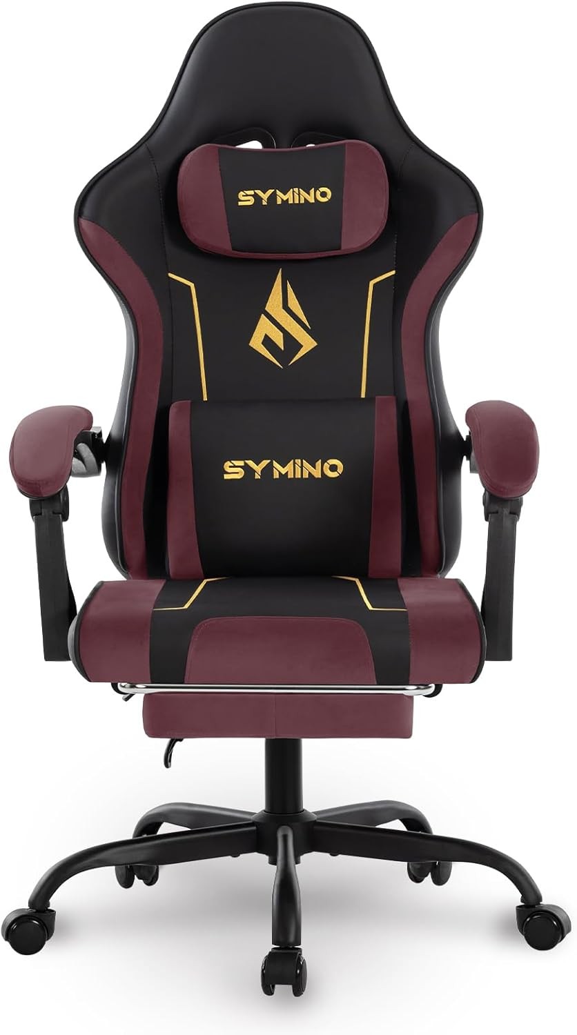 Ergonomic Gaming Chair Recliner w/ Footrest Lumbar PU Leather Red