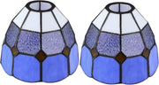 Set of 2 Tiffany Glass Lamp Shades Blue White Chandelier Wall Pendant