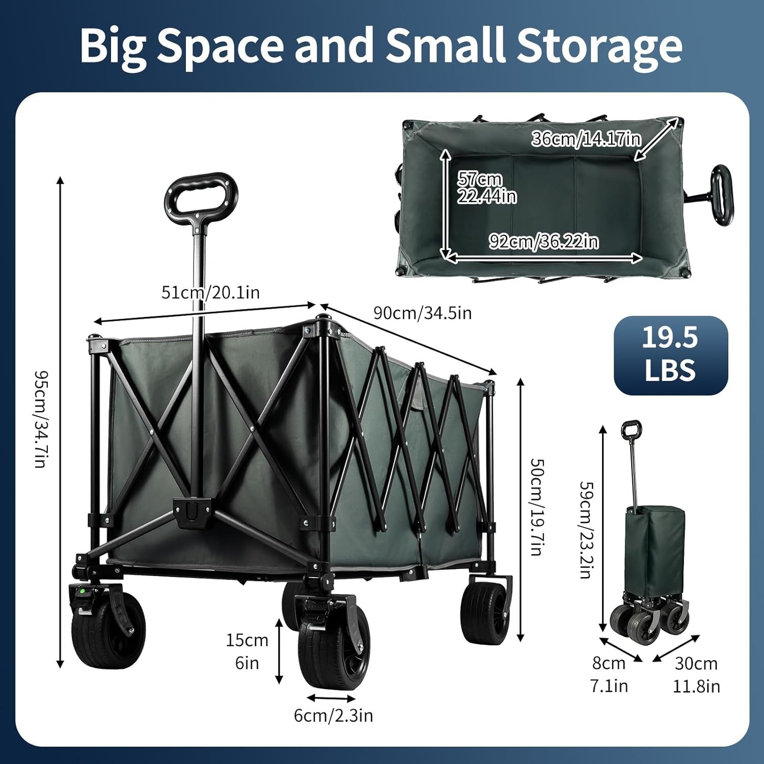 Heavy Duty Camping Trolley 250L Foldable Beach Wagon All-Terrain