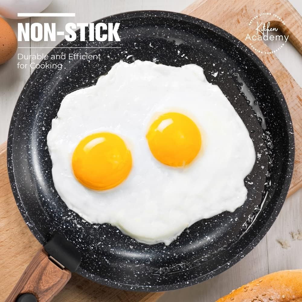 10pcs Black Granite Non Stick Induction Cookware Set with Detachable Handle