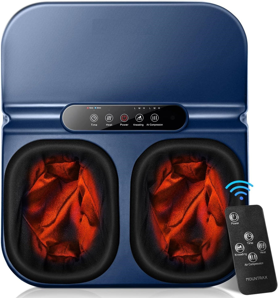 Electric Foot Massager Heated Shiatsu Plantar Fasciitis Pain Relief Spa - Blue