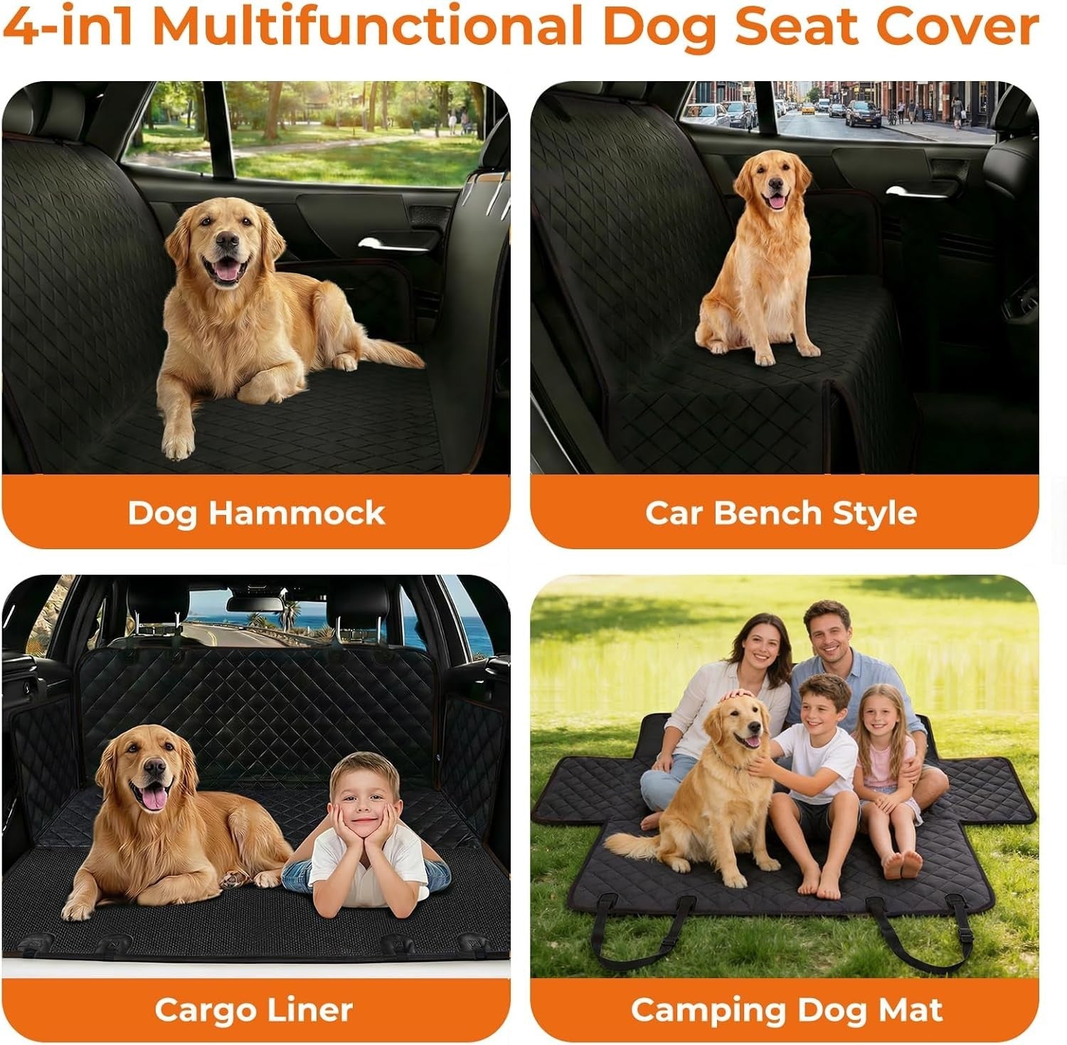 Waterproof Dog Car Seat Cover Hammock Back Seat Protector SUV Truck Pet