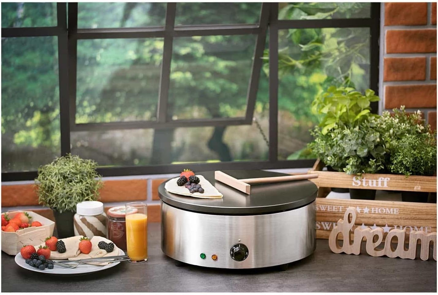 Commercial Crepe Maker 3000W Nonstick Hotplate Stainless Steel Pancake Griddle