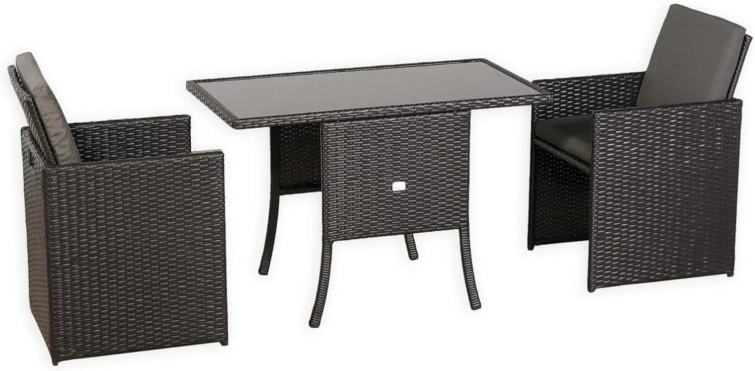 3 Piece Rattan Cube Bistro Set Patio Table Chairs Space Saving Balcony Dining