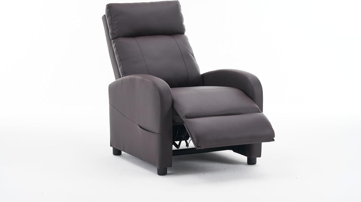 Recliner Armchair Brown PU Leather Lounge Chair Adjustable Back & Footrest