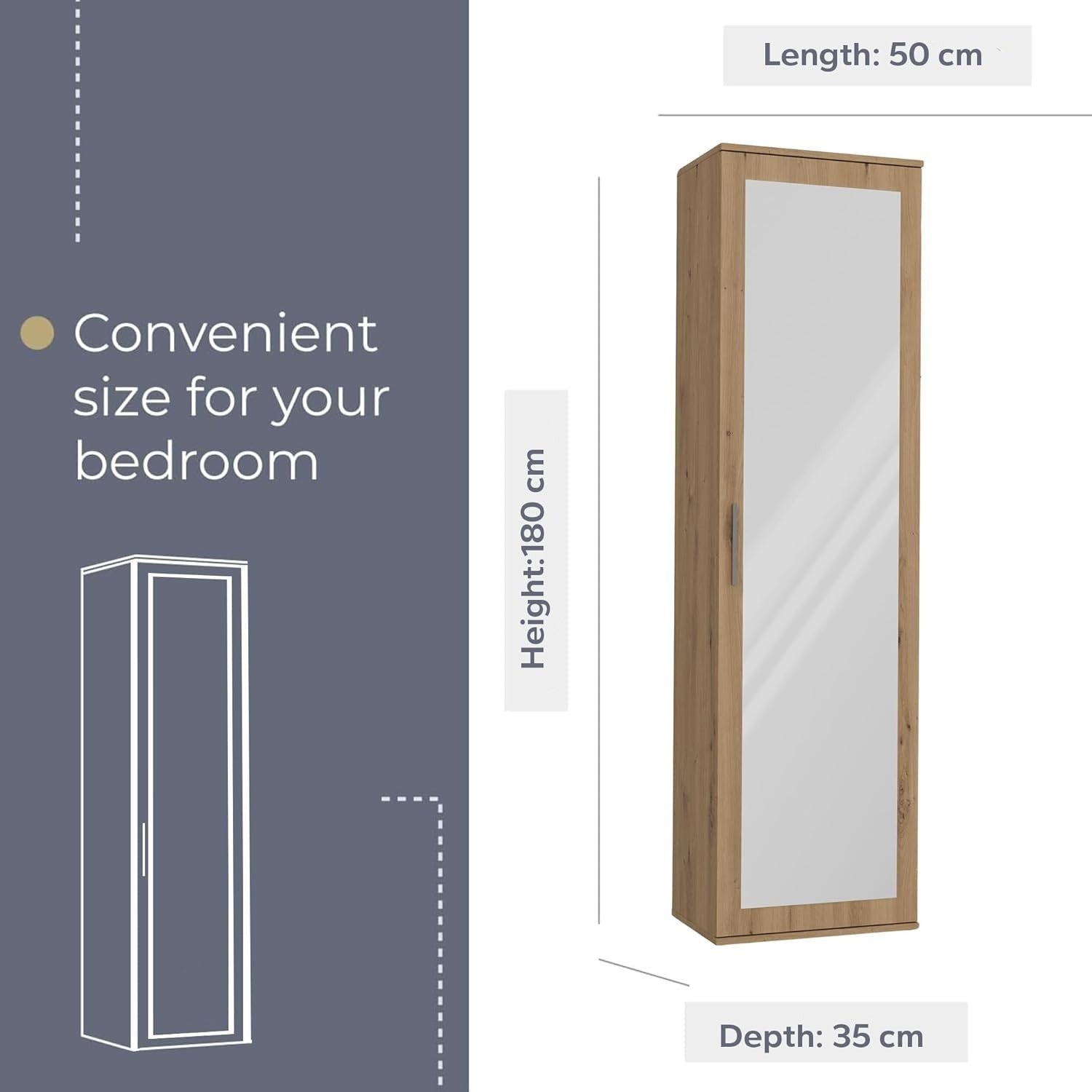 Modern Entryway Hall Wardrobe with Drawers & Hooks | Shoe Storage, 35x50x180cm