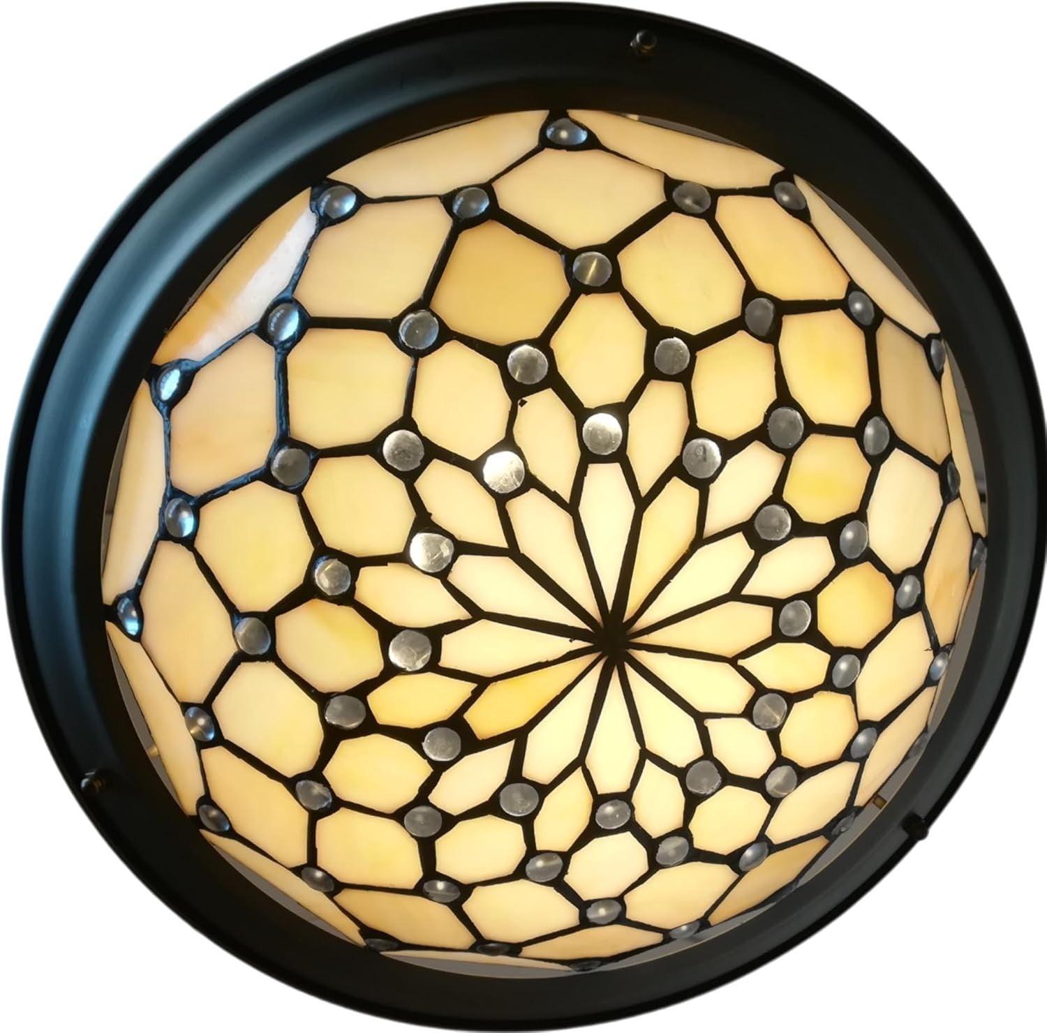 Tiffany Style Jewel Stained Glass Uplighter Pendant Ceiling Lamp Shade 35cm