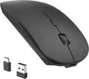 Rechargeable Wireless Mouse USB C USB A Silent Click Slim Laptop PC Mac