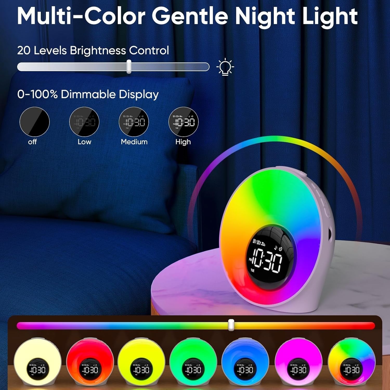 Sunrise Alarm Clock Wake Up Light White Noise Night Light Dual Alarm