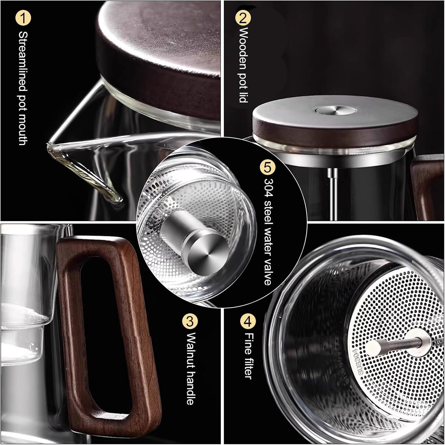 800ml Glass Teapot with Infuser Heat Resistant Spillproof Tea Pot