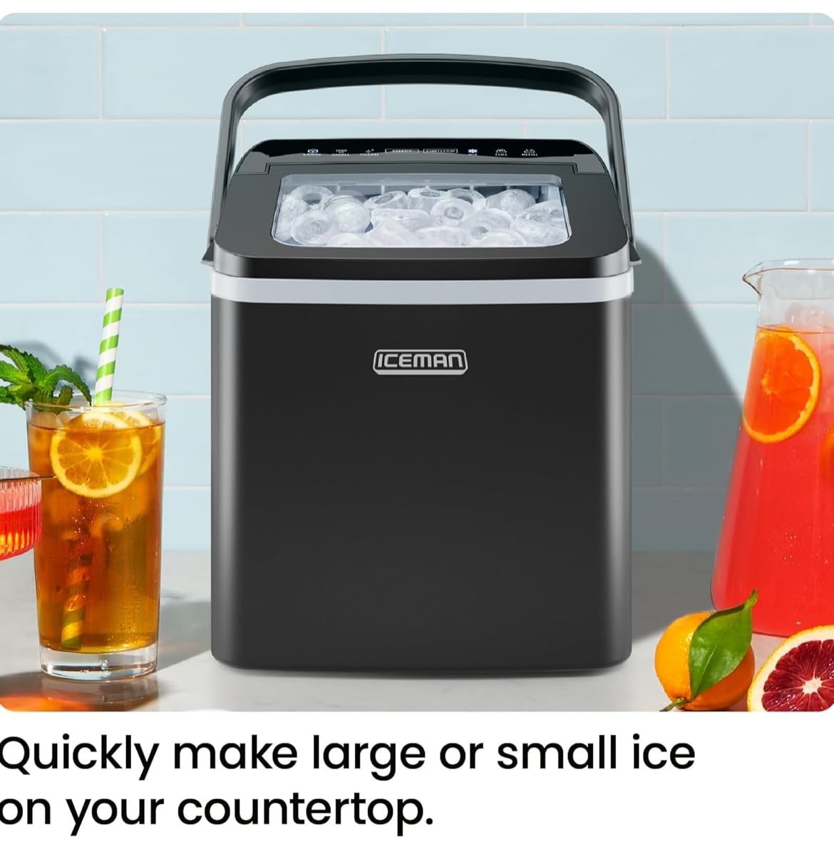 Portable Dual-Size Ice Maker Machine - Fast 9 Cubes in 7 Mins, 22lbs/Day