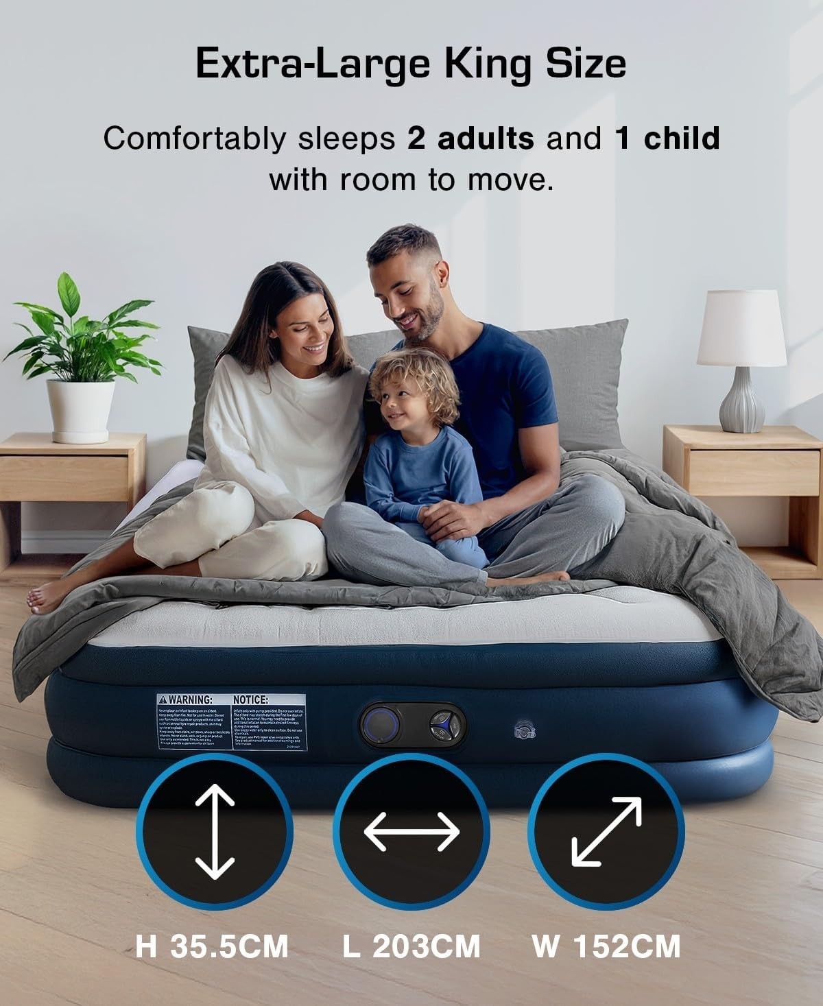 King Inflatable Air Bed Built-In Electric Pump Flocked Guest Camping