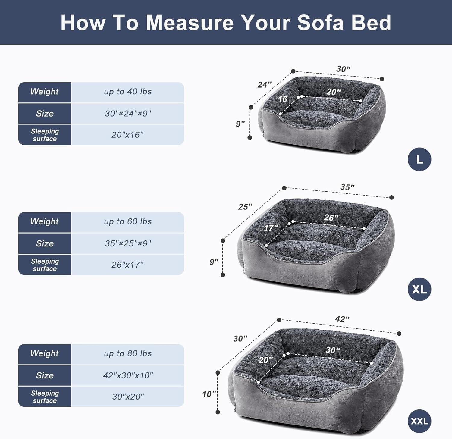 XXL Calming Dog Bed 106x80x23cm Washable Plush Non Slip