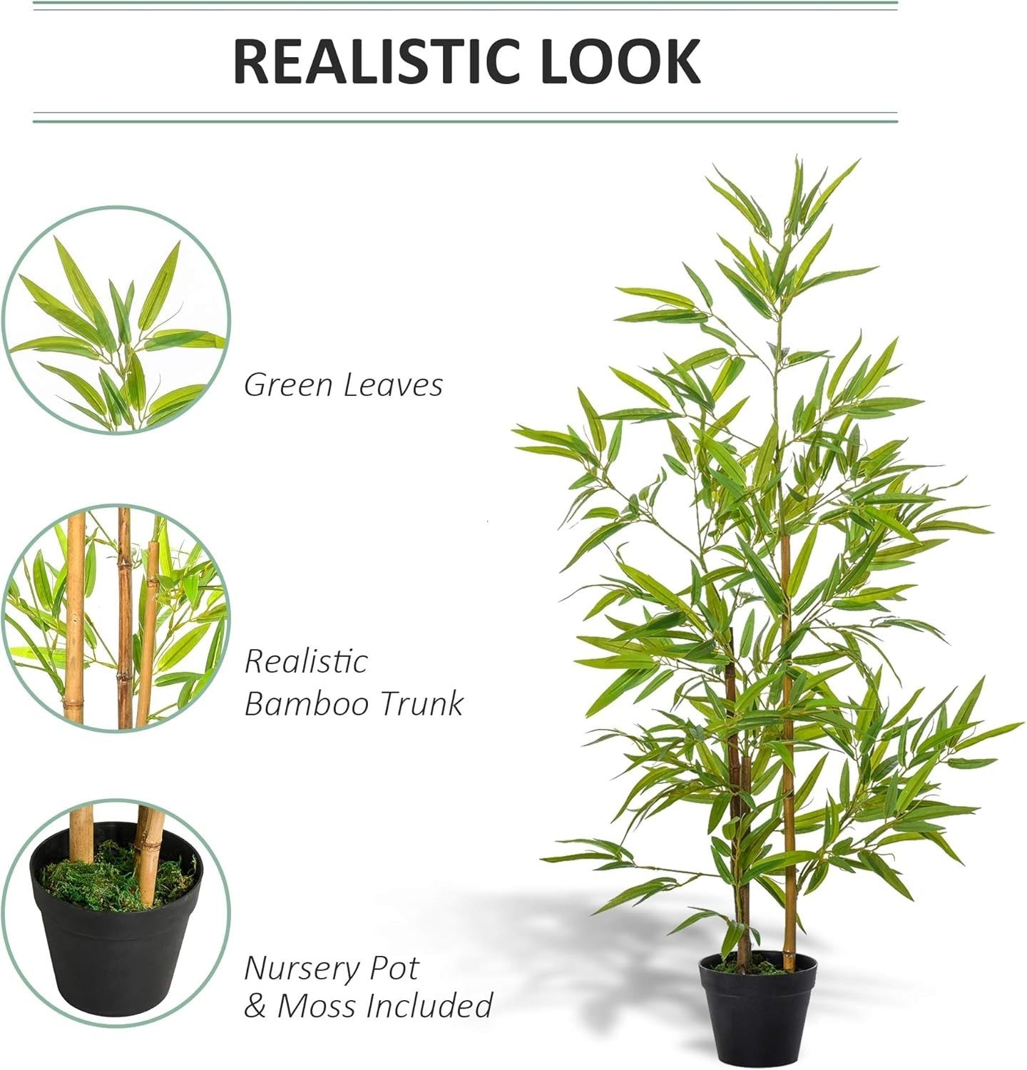 Set of 2 Artificial Bamboo Trees 120cm 4FT Faux Green Plants Home Garden Decor