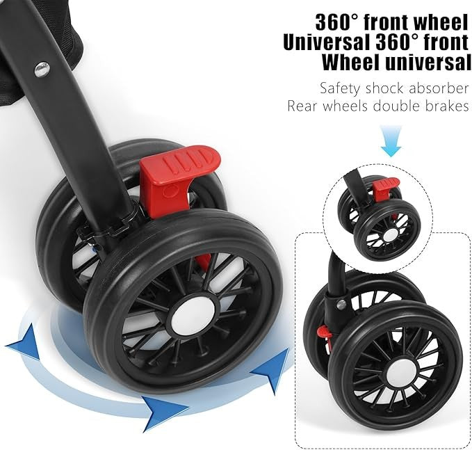 4 Wheel Dog Stroller Folding Pet Pram Travel Pushchair Cup Holder Grey