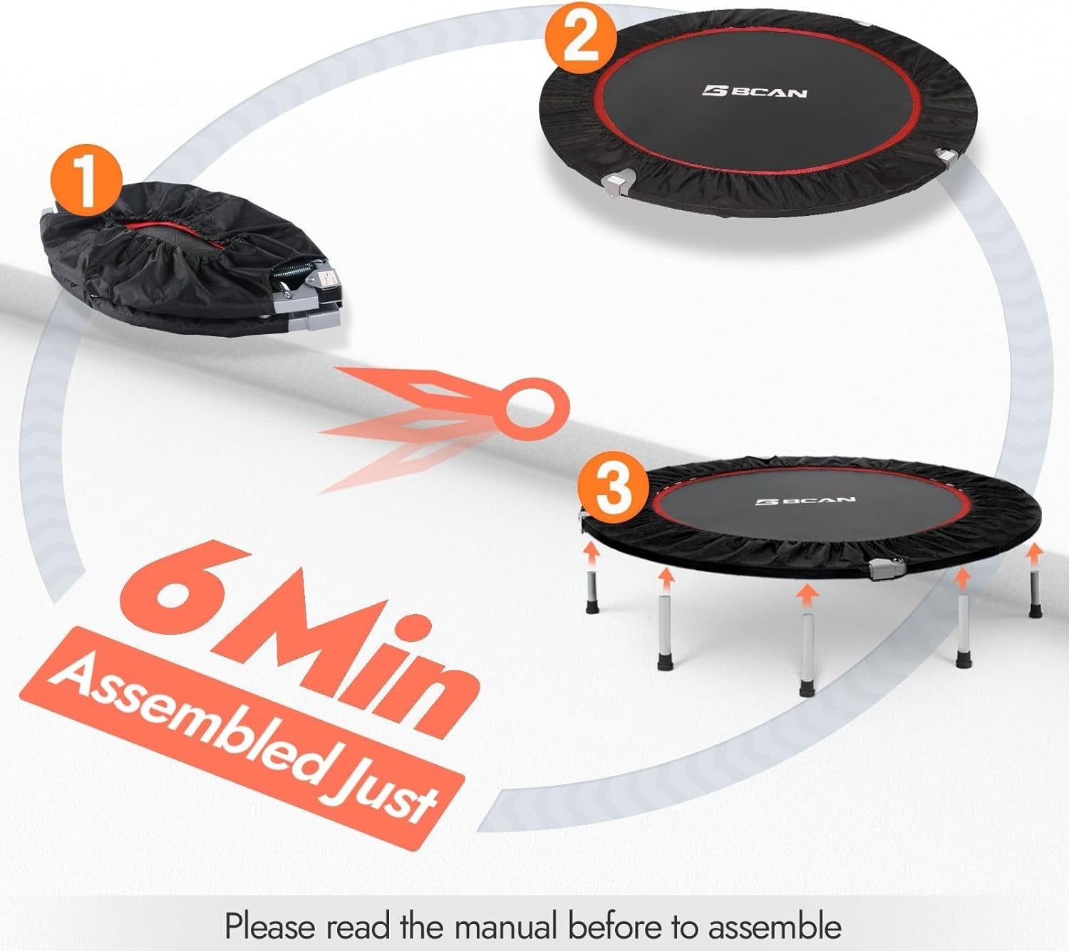 40in Foldable Fitness Rebounder Trampoline Safety Pad Indoor