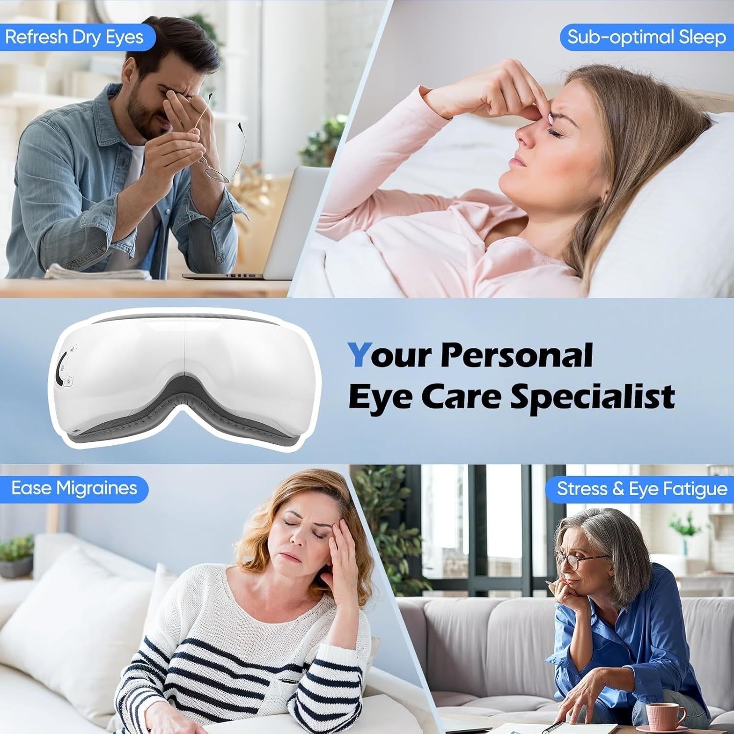 4 in 1 Heated Eye Massager Air Pressure Vibration Sleep Mask