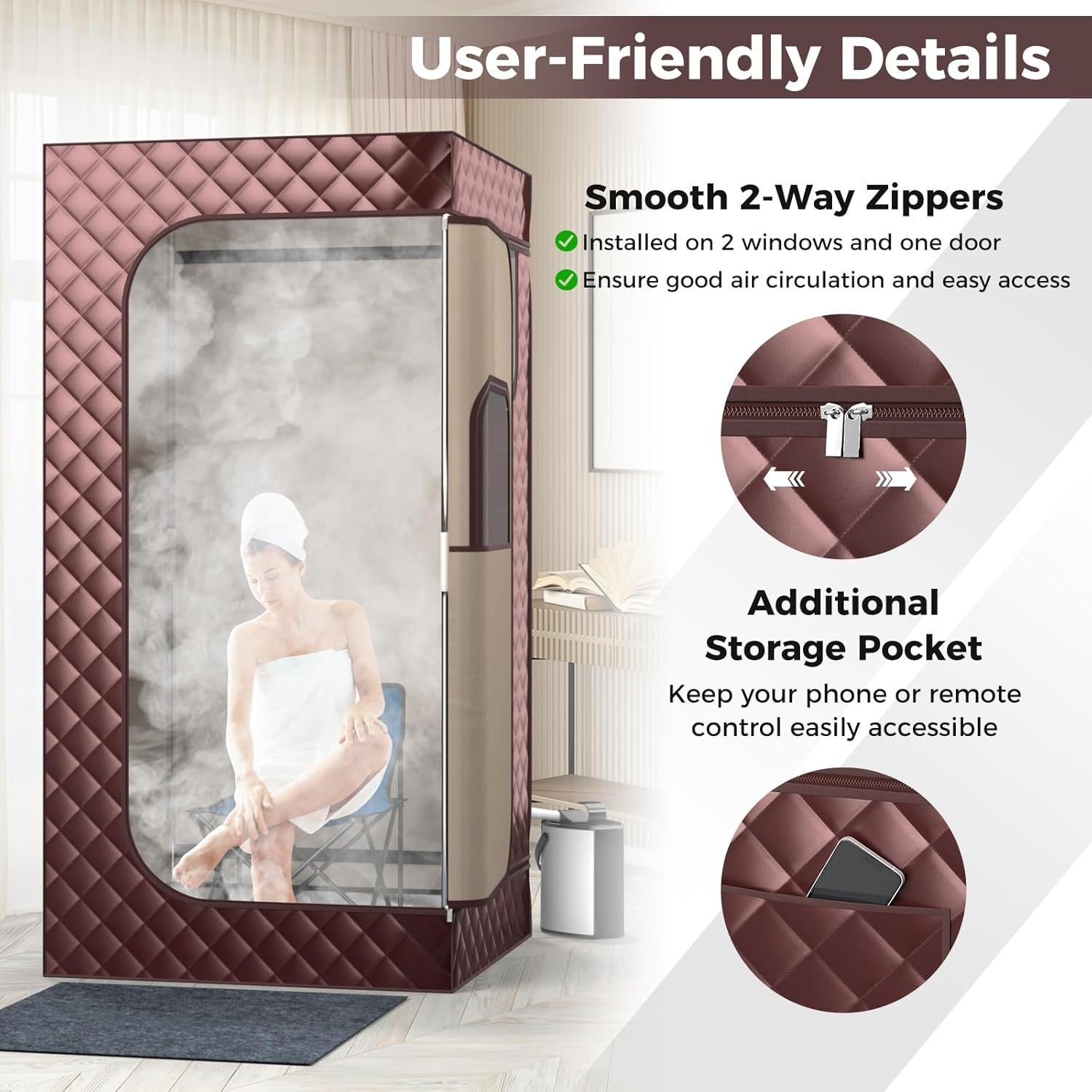 Portable Home Steam Sauna Tent w/ 3L Steamer & Remote Full Body Detox Spa