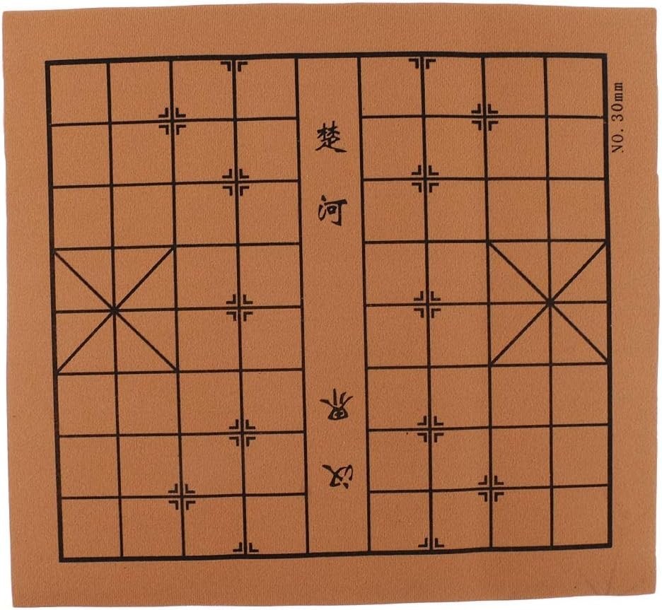 Vintage Xiangqi Folding Leather Chess Set 3D Pieces 32cm