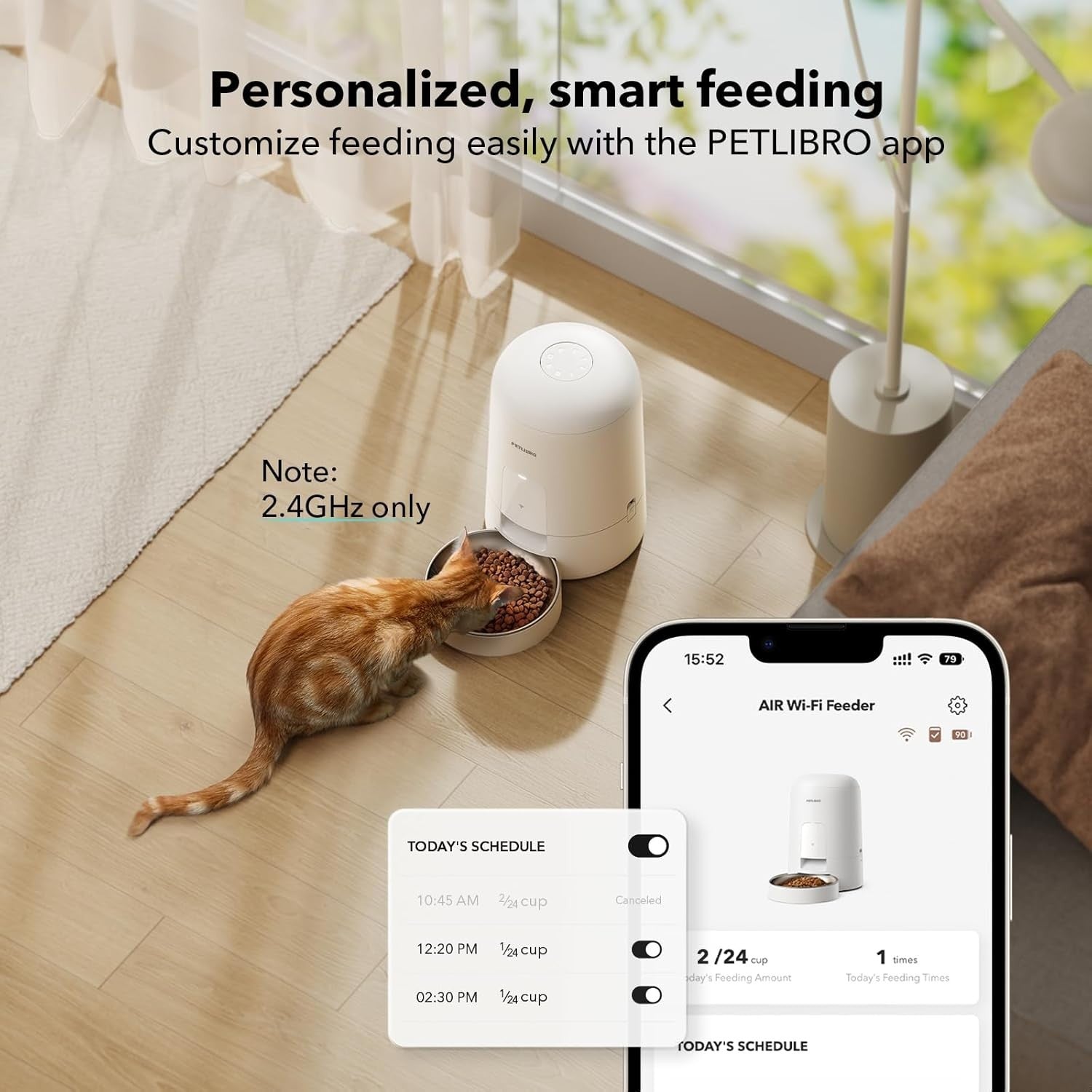 Automatic Cat Feeder WiFi App Control Rechargeable 2L Food Dispenser