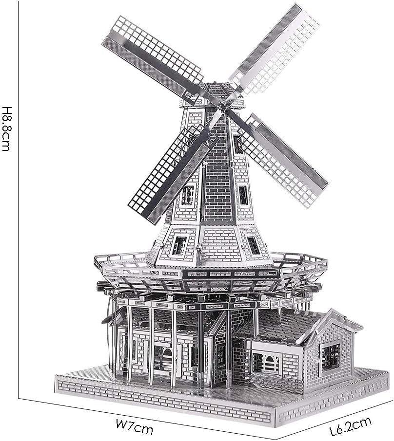 3D Metal Windmill Puzzle Kit | DIY Stainless Steel Model Gift 89pcs