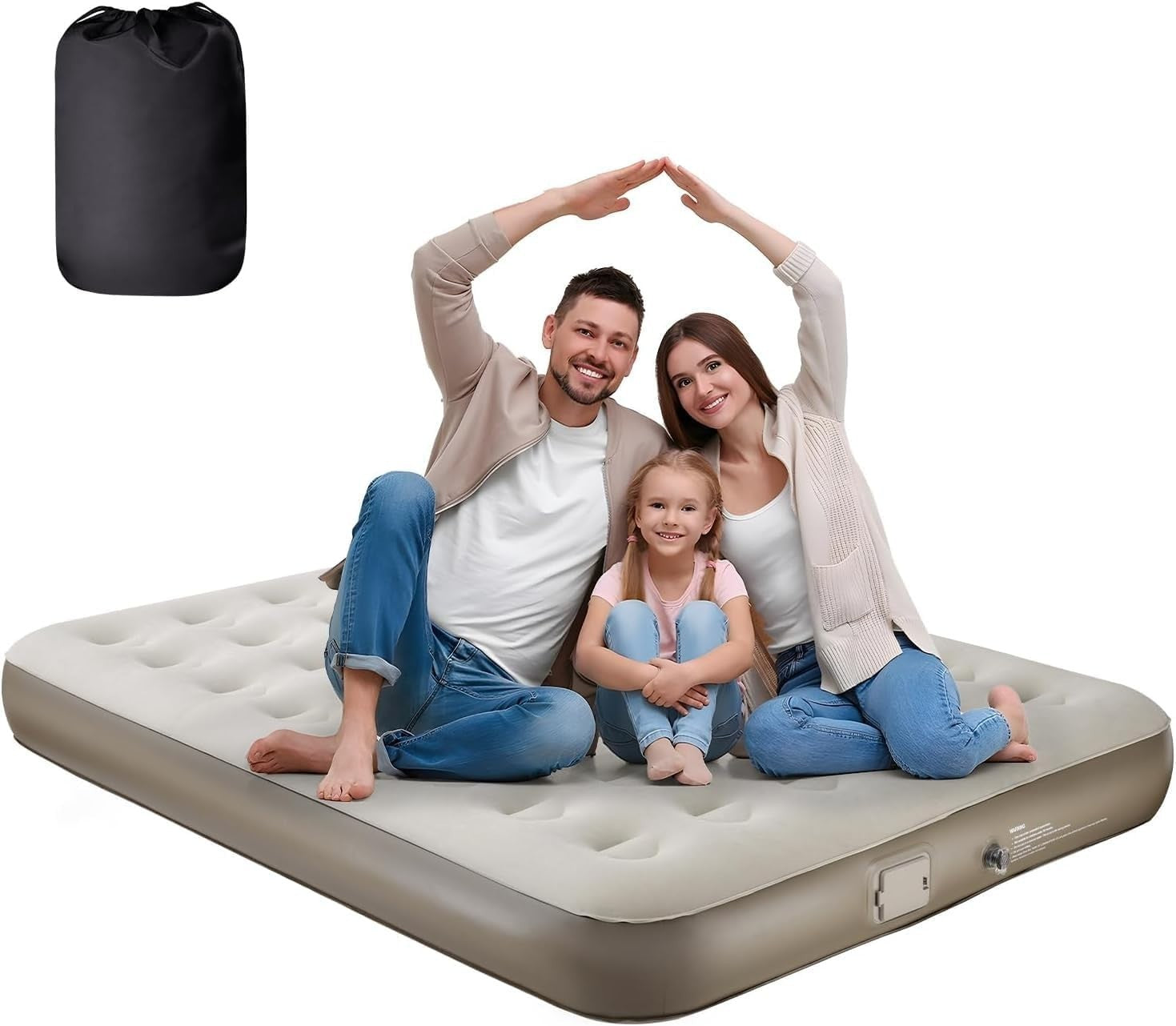 Double Air Bed with Built-In Pump – Self Inflating, Portable, Camping & Home