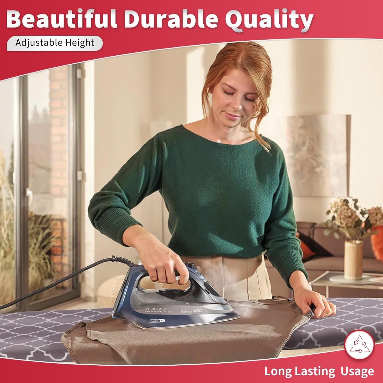 Full Size Ironing Board Large Wide Stable Adjustable Height Heat Resistant