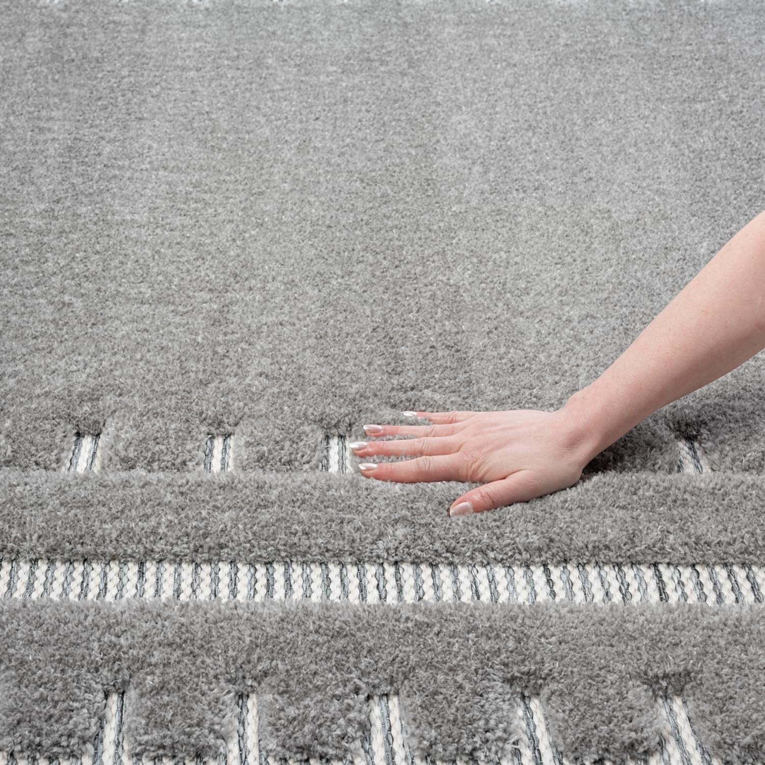 Grey Large Area Rug 200x290cm Washable Non Slip Soft Indoor Living Room Carpet