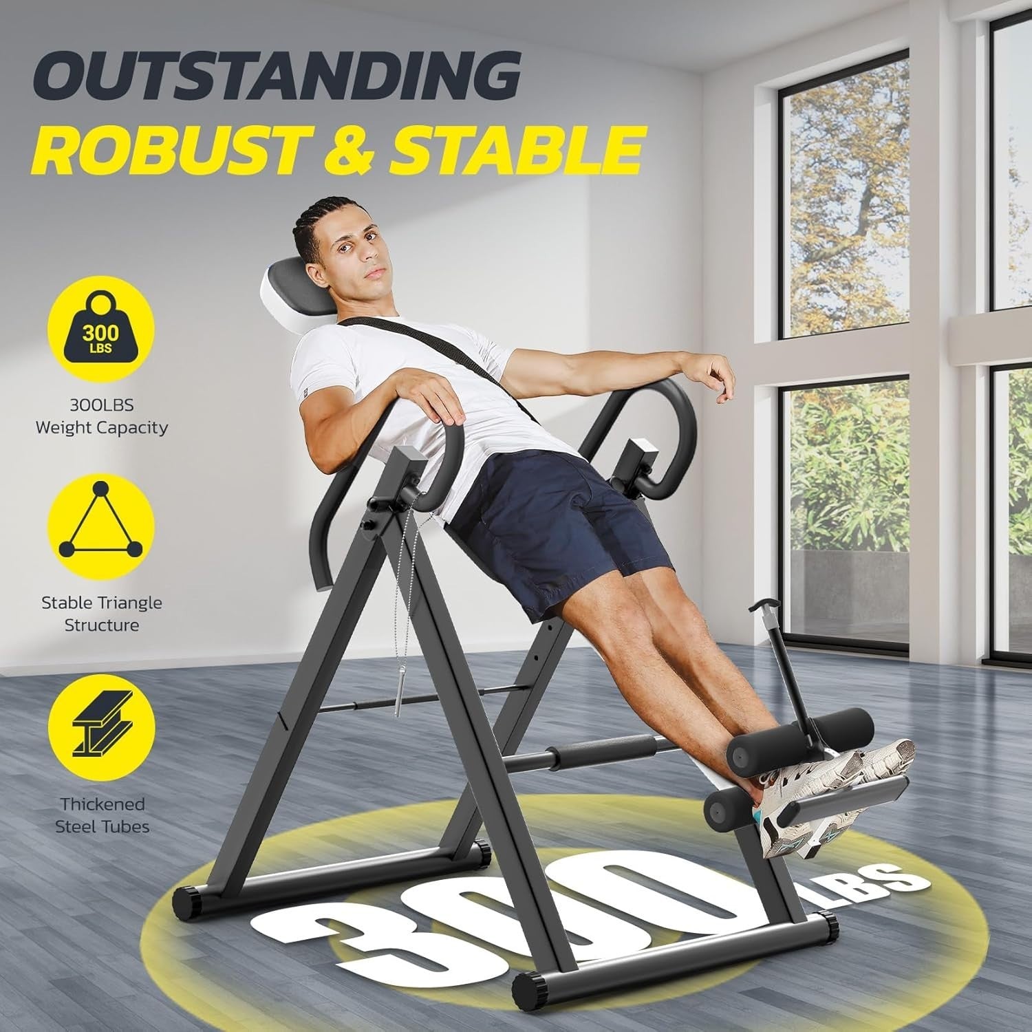 Heavy Duty Inversion Table 300lb Back Stretcher Adjustable Belt