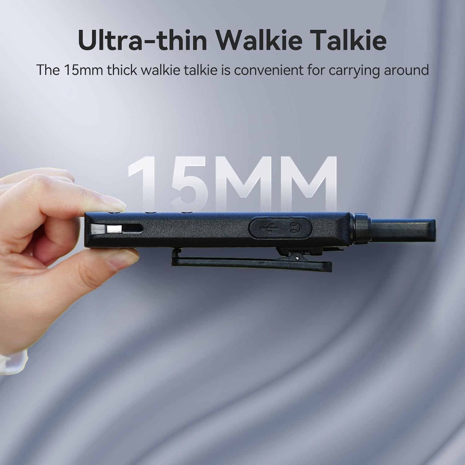 Slim Walkie Talkies 4 Pack LCD VOX USB-C Rechargeable w Earpiece