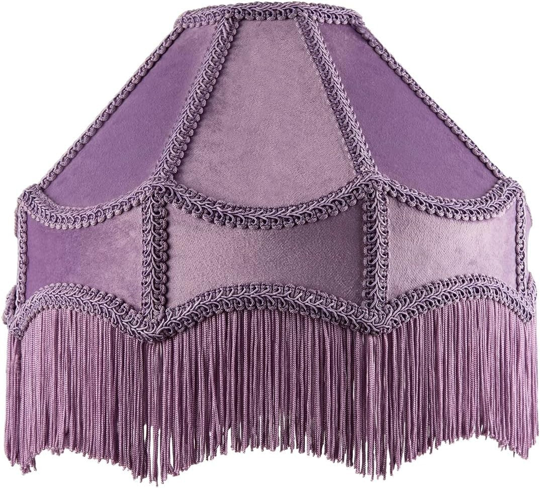 Victorian Empire Velvet Lampshade Lilac Tassel Pendant 30cm