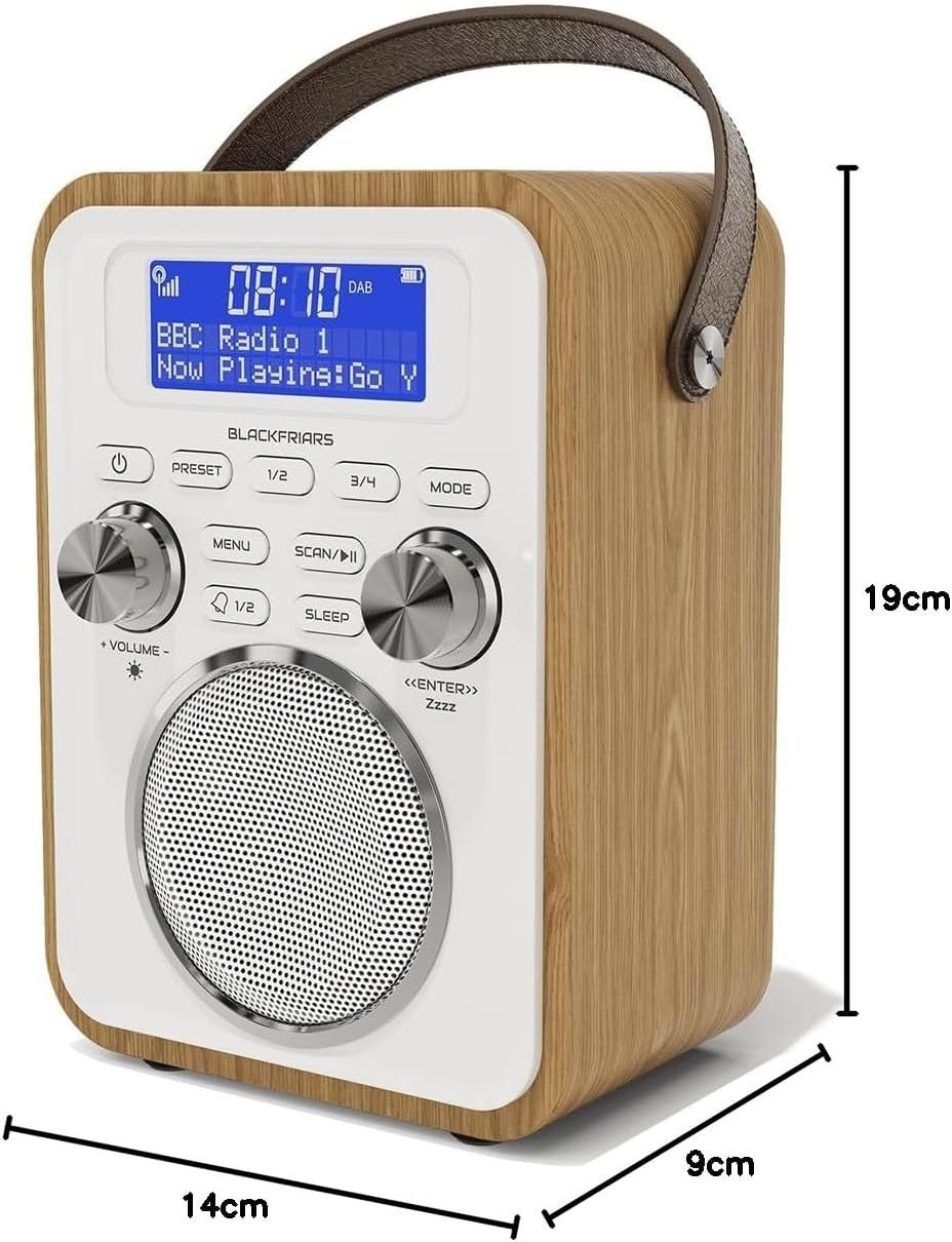 Portable DAB+/FM Digital Radio Bluetooth Rechargeable 80 Presets