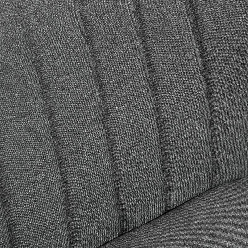 2 Seater Grey Linen Sofa Compact Loveseat Padded Upholstered Couch Wood Legs