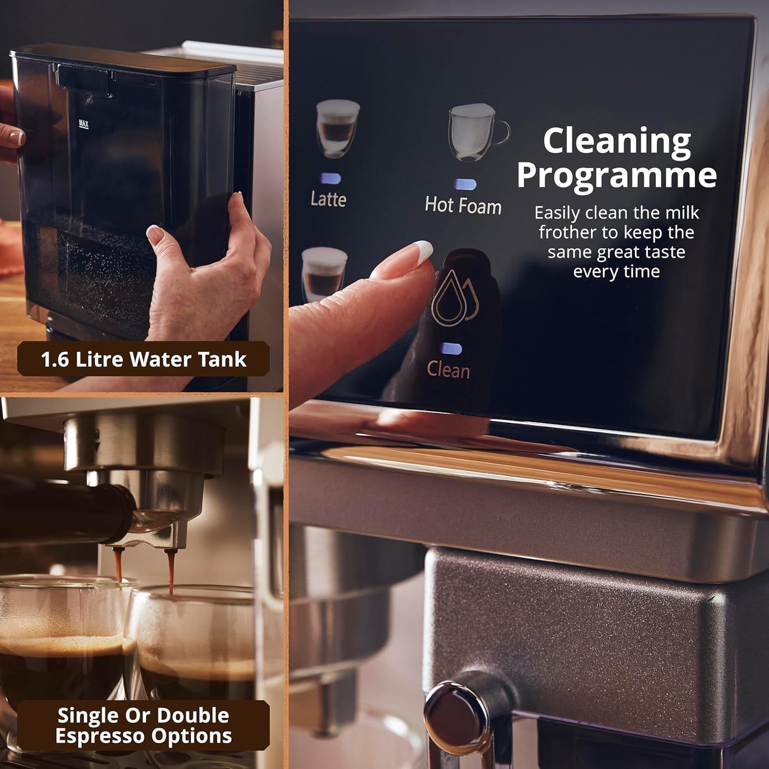 Digital Espresso Coffee Machine 20 Bar Pump Auto Milk Frother 8 Presets 1.6L