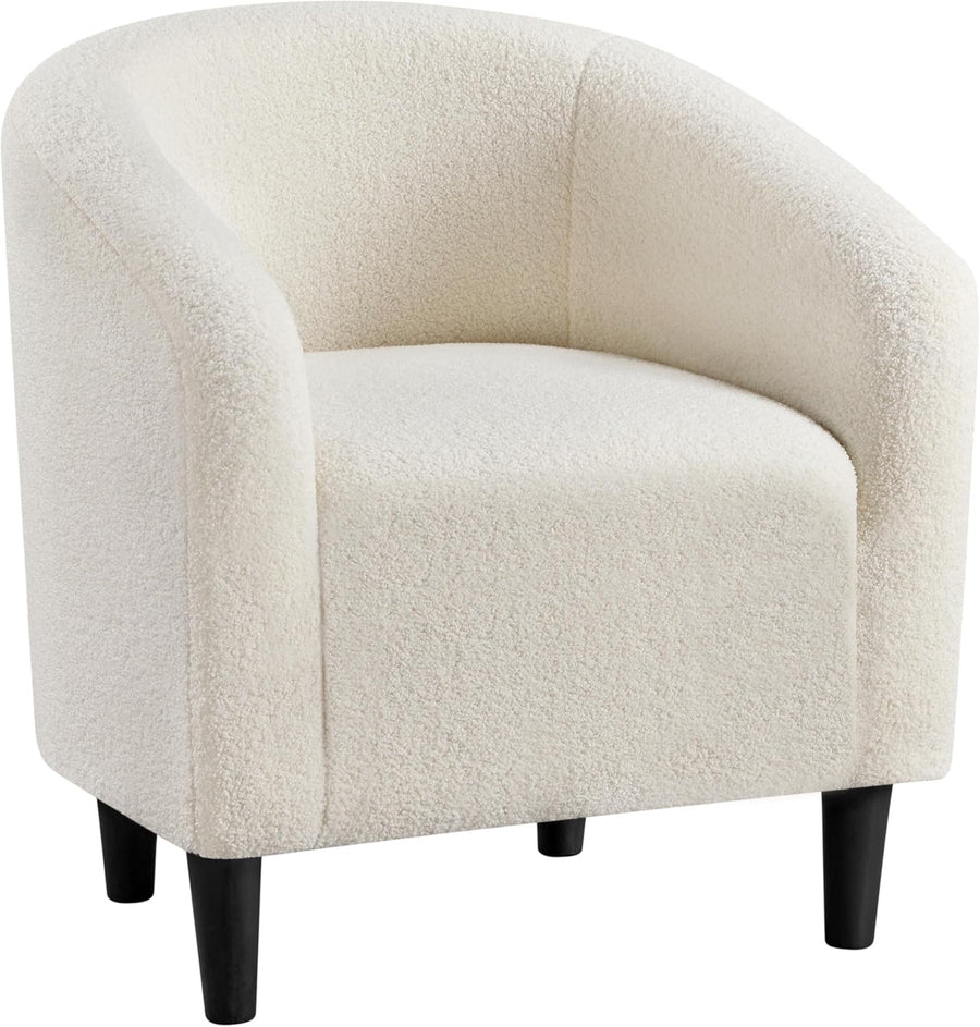 Sherpa Boucle Tub Chair Ivory Accent Club Armchair