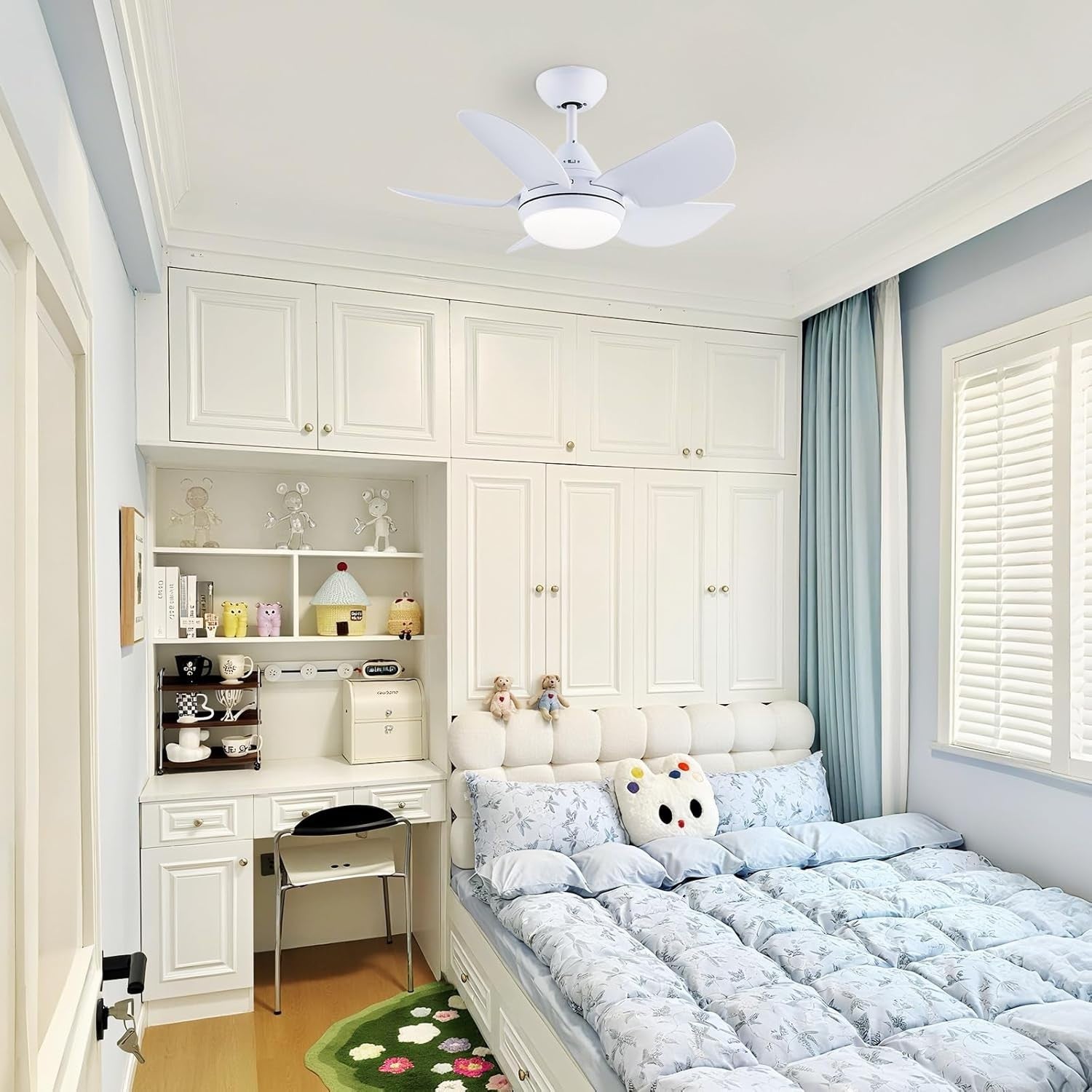 30" Ceiling Fan with Light, 6-Speed DC Motor, Remote, Dimmable LED