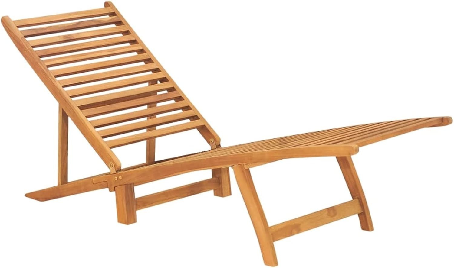 Foldable Teak Wood Sun Lounger with Adjustable Backrest - Outdoor Patio Chair