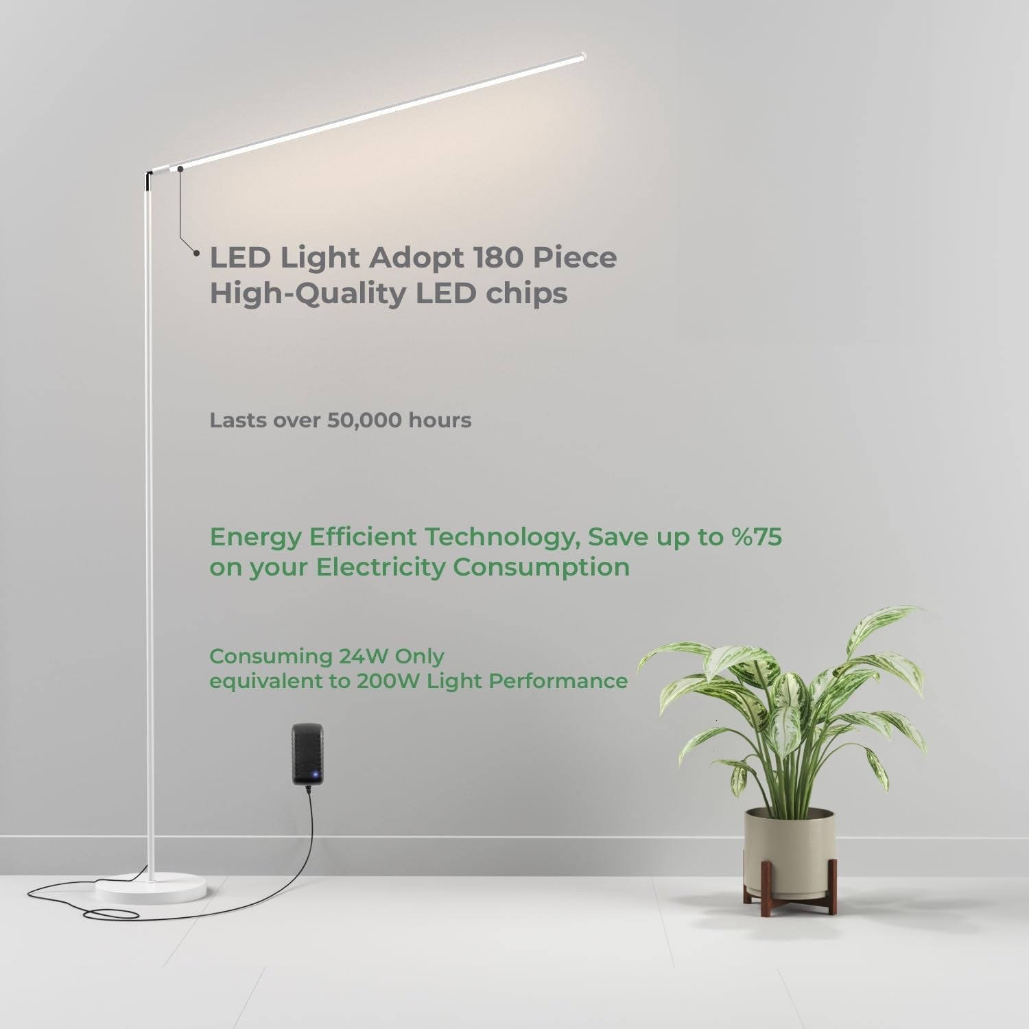 LED Floor Lamp Dimmable Remote Slim Standing Light Adjustable Reading Lamp