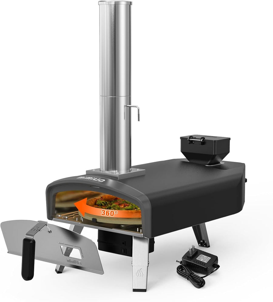 12" Outdoor Wood Pellet Pizza Oven | Rotating Stone Portable BBQ Stove