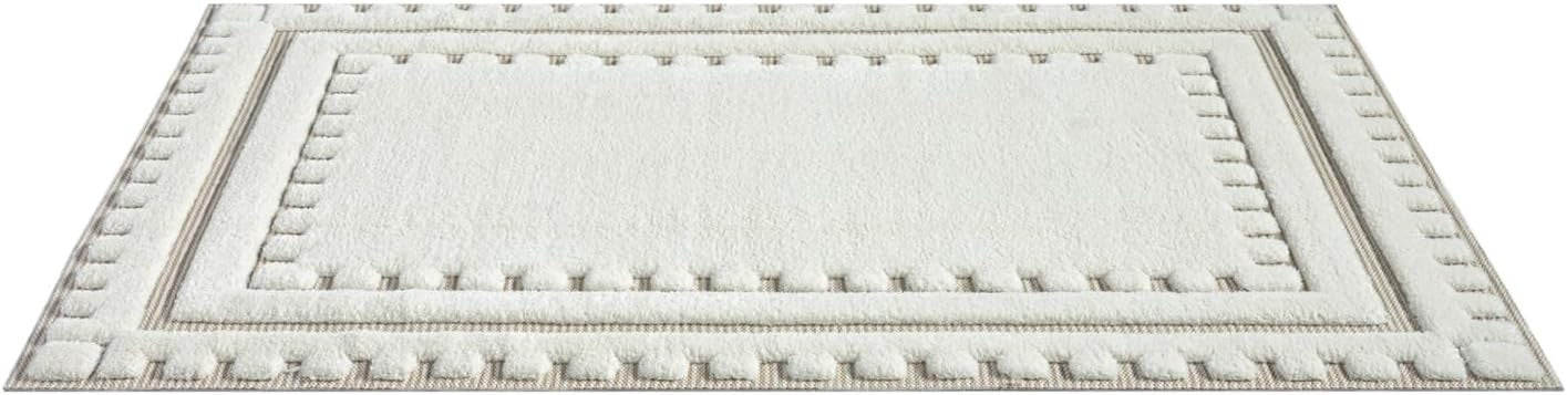 Cream Hallway Rug 120x170cm Washable Non Slip Soft Indoor Area Carpet