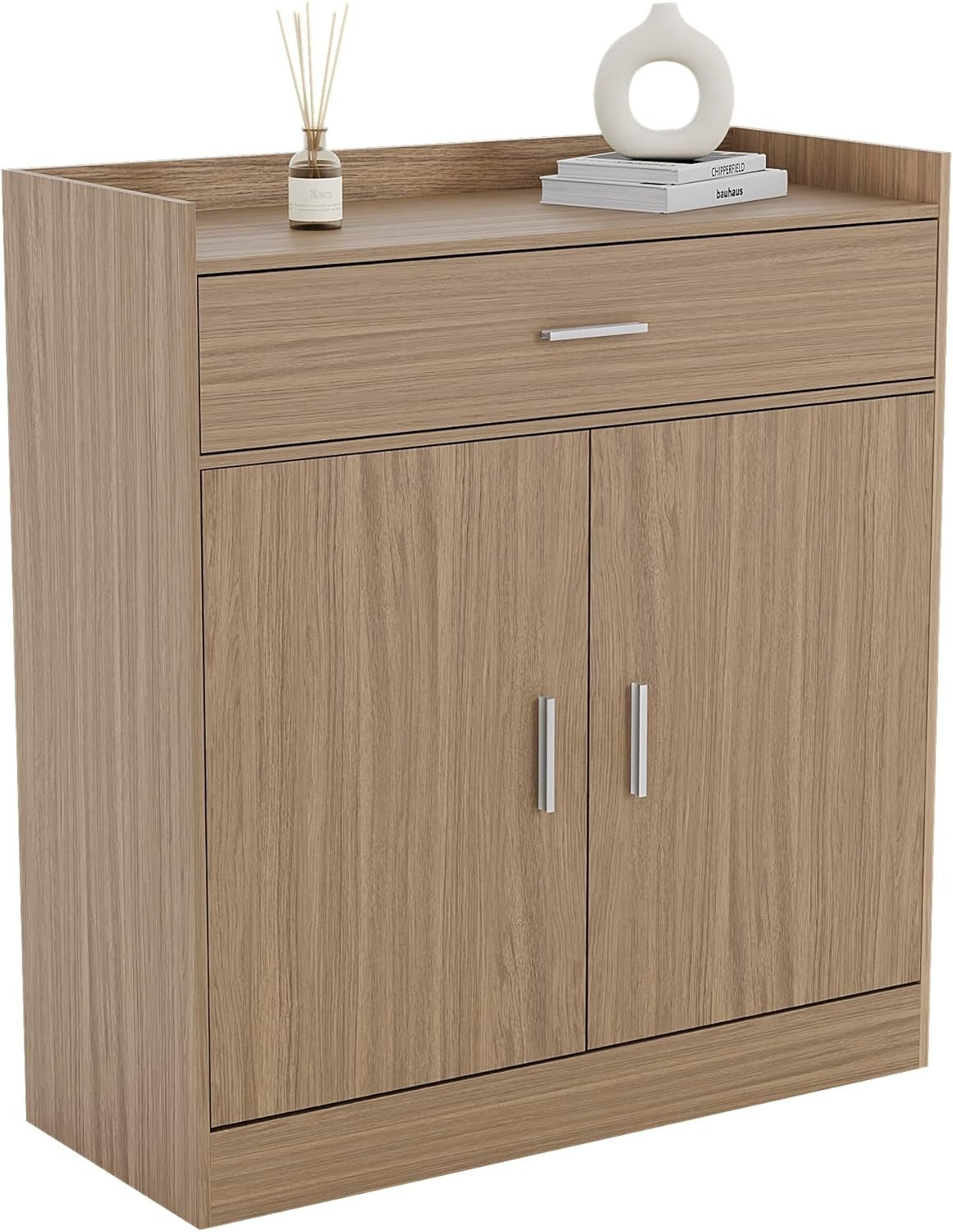 Modern Oak Shoe Cabinet 2 Door 1 Drawer Cupboard Hallway Storage Unit