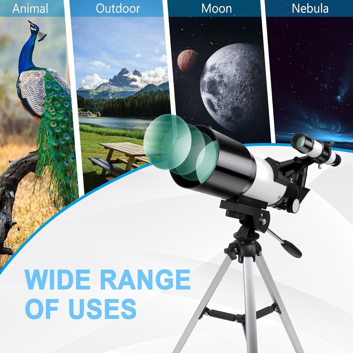 Telescope for Kids & Adults 150X with Phone Adapter & Adjustable Tripod