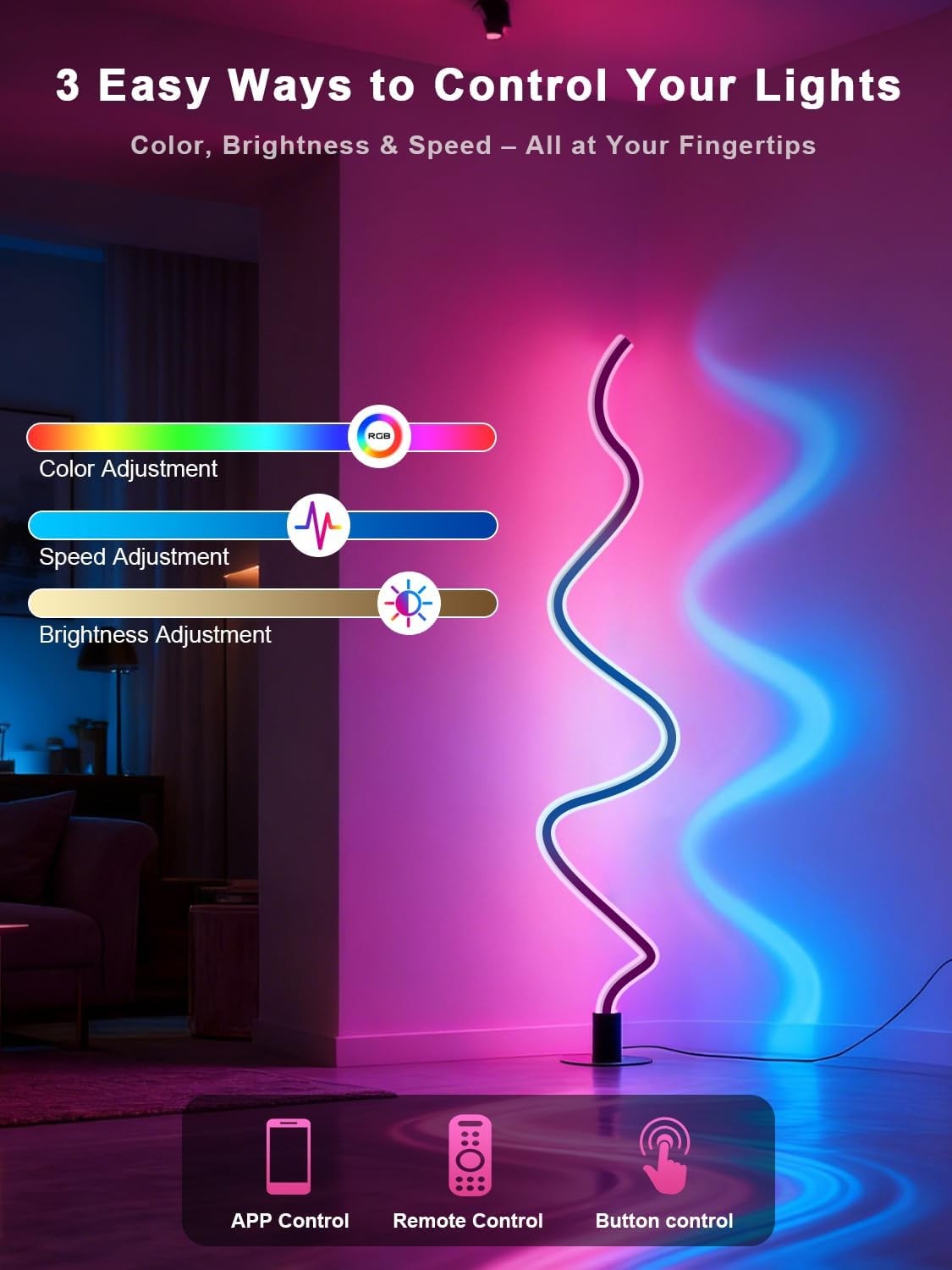 Smart RGB LED Floor Lamp 2 Pack Music Sync App Remote 16M Colours