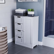 White Bathroom Cabinet 4 Drawer 1 Door Cupboard – Adjustable Shelf Storage
