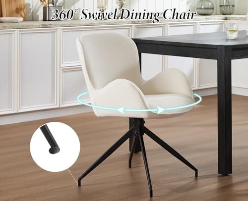 Set of 2 Swivel Dining Chairs Chenille 360° Modern Armchair