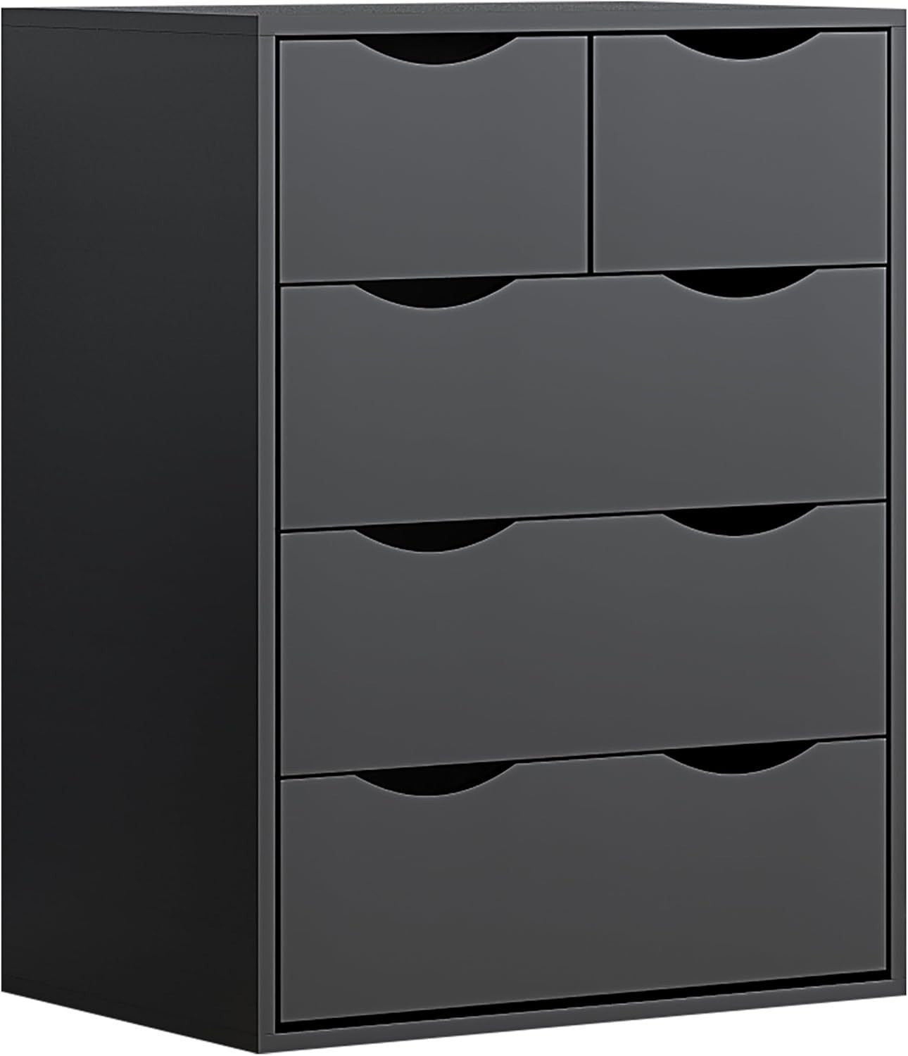 4pc Bedroom Furniture Set Wardrobe Chest Bedside Cabinet Black Matt on Black