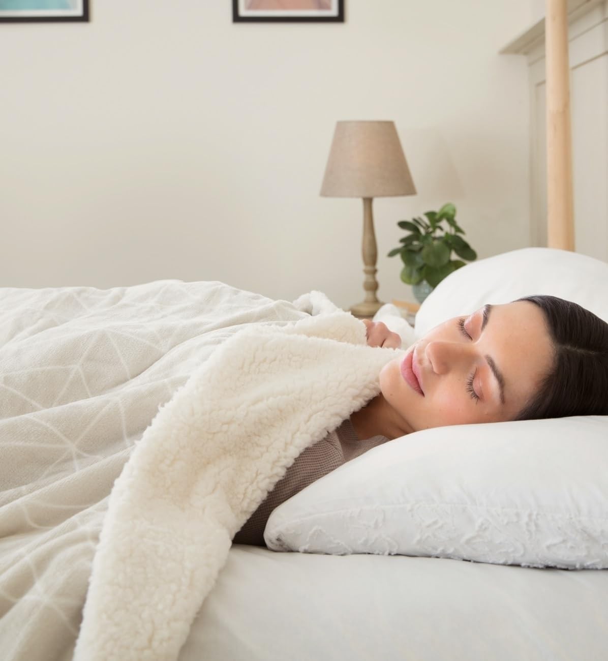Electric Heated Throw Blanket 180x135cm Velvet Sherpa Fast Heat Washable