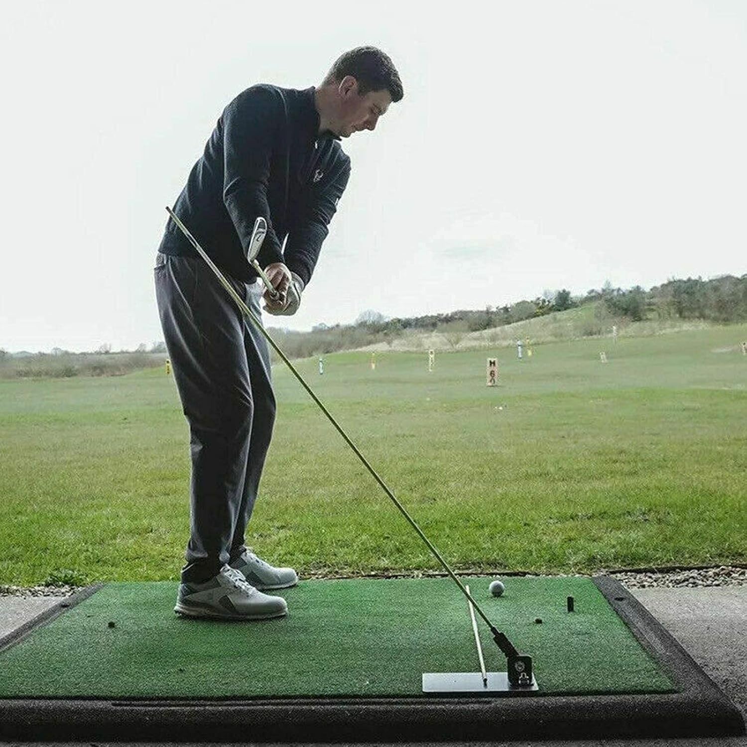 Golf Swing Trainer Plate Metal Alignment Base Practice Aid