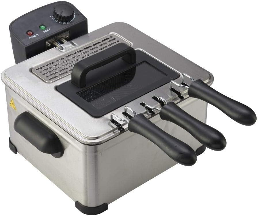 2000W 5L Stainless Steel Deep Fat Fryer Chip Pan View Window Cool Zone