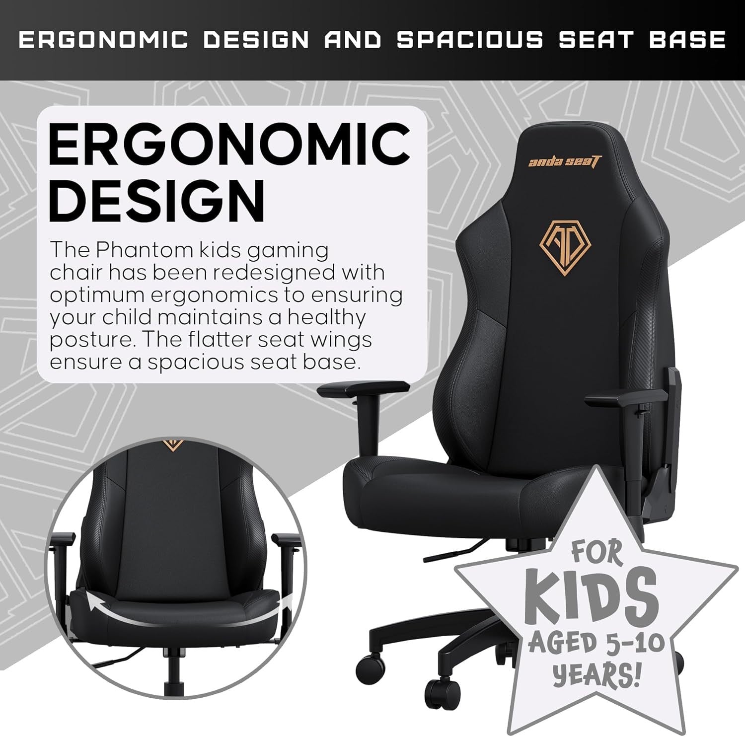 Kids Gaming Chair Reclining Ergonomic Desk Seat w/ Lumbar Pillow